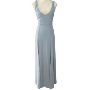 Show me your Mumu Jenn Maxi Dress Steel Blue Chiffon